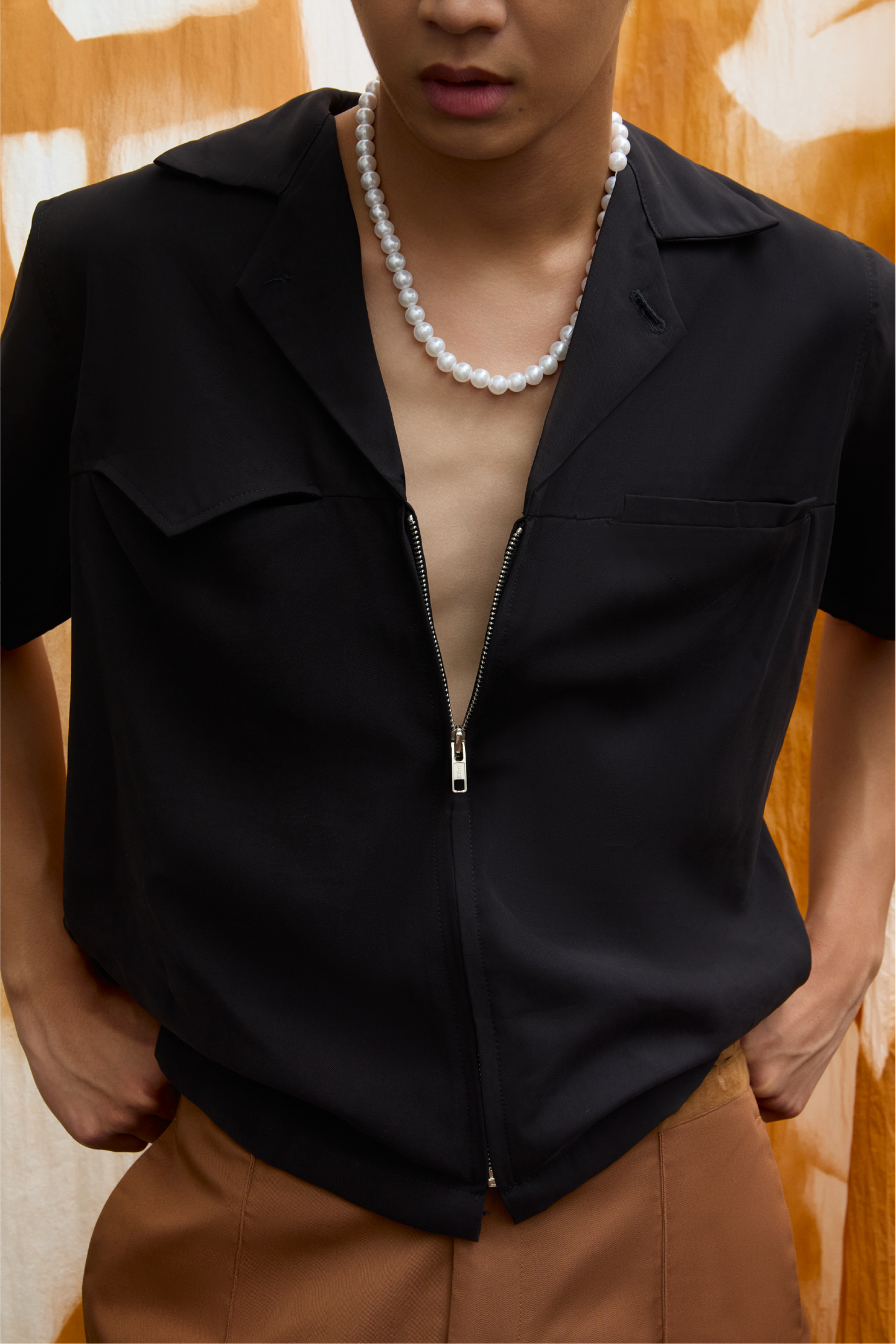 Zip-up Rayon Cuban Shirt