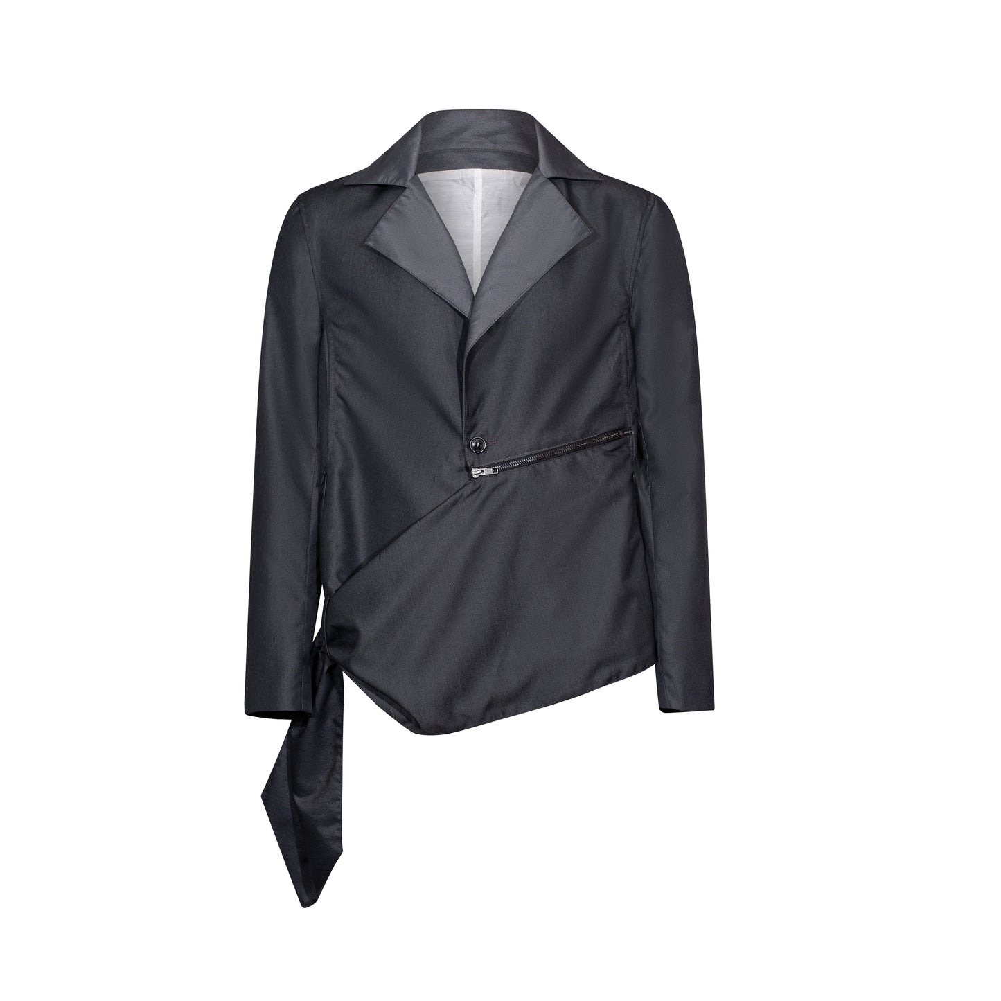 "Belts" Asymmetrical Blazer Grey