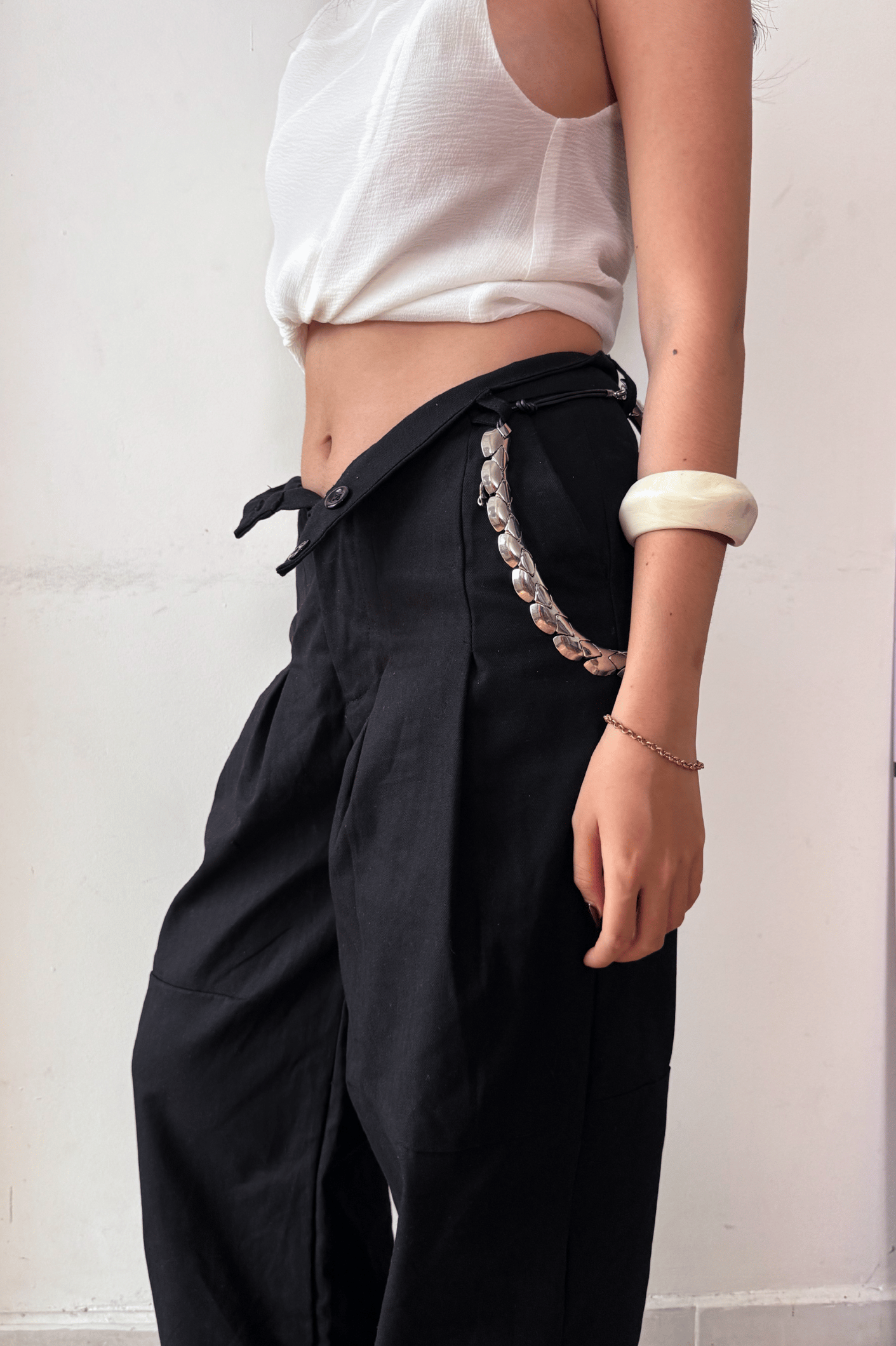 Quần Tây Jet Black Balloon Herringbone