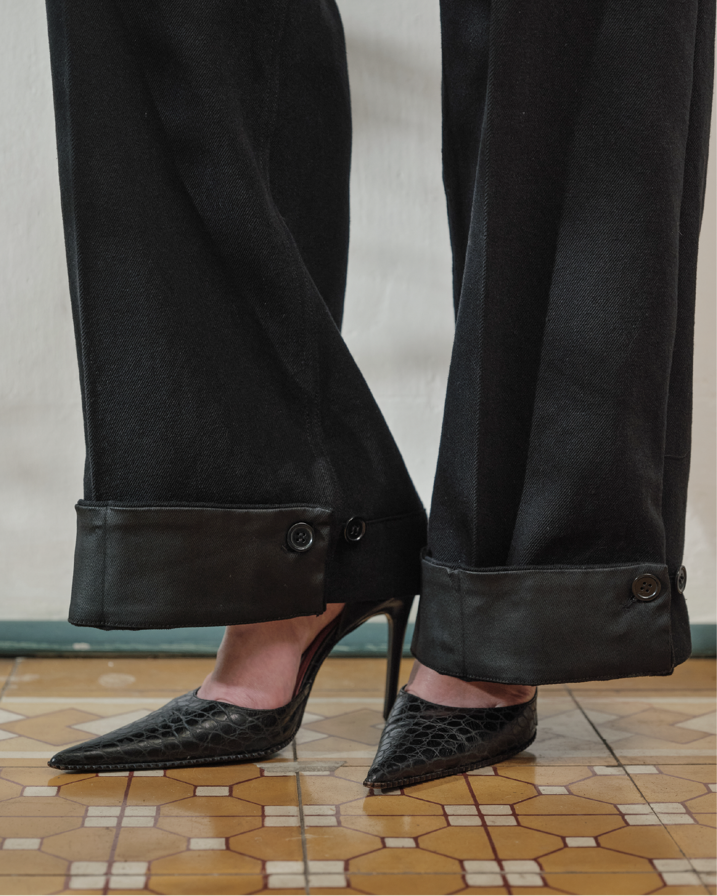 Denim Pleated Trousers
