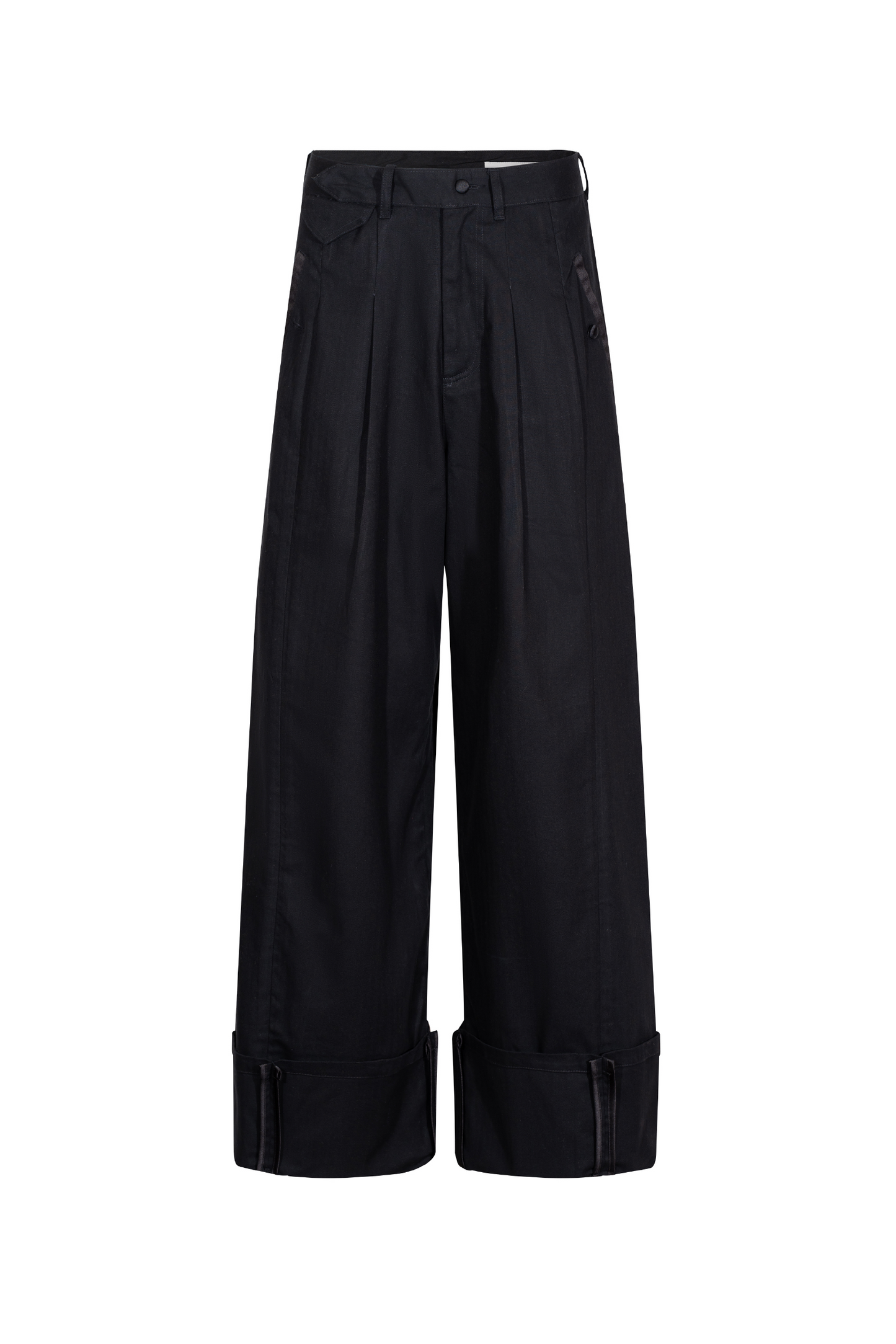 Satin-Selveged Herringbone Trousers