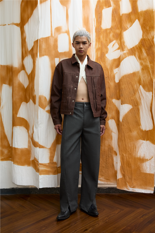 Twisted Wide-Leg Denim Trousers