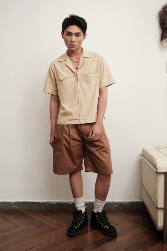 Zip-up Hemp Cuban Shirt