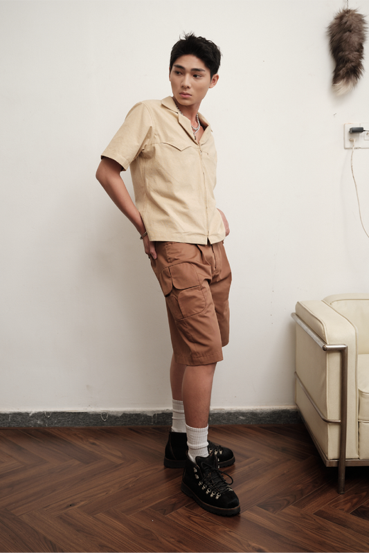 Zip-up Hemp Cuban Shirt