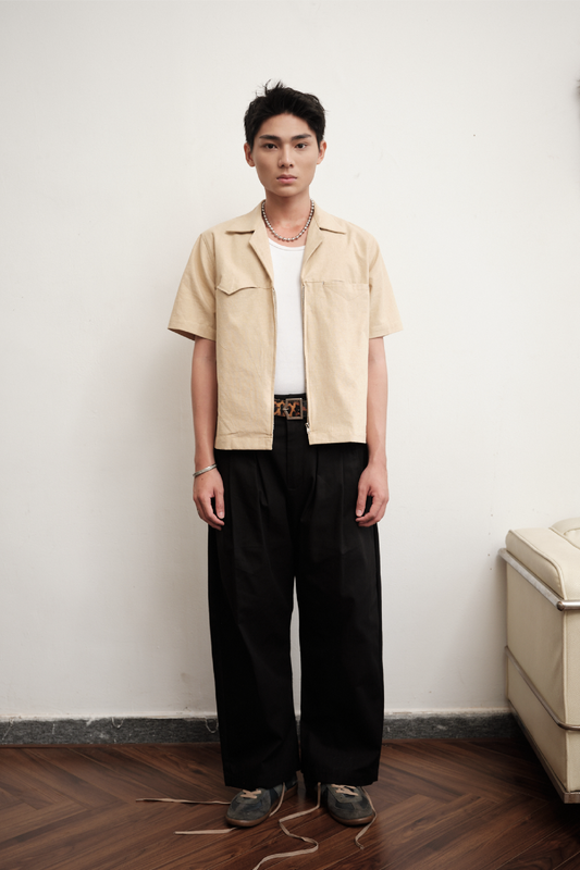 Herringbone Loose Baggy Trousers
