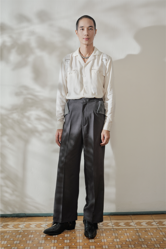 Satin-Collar Tencel Shirt