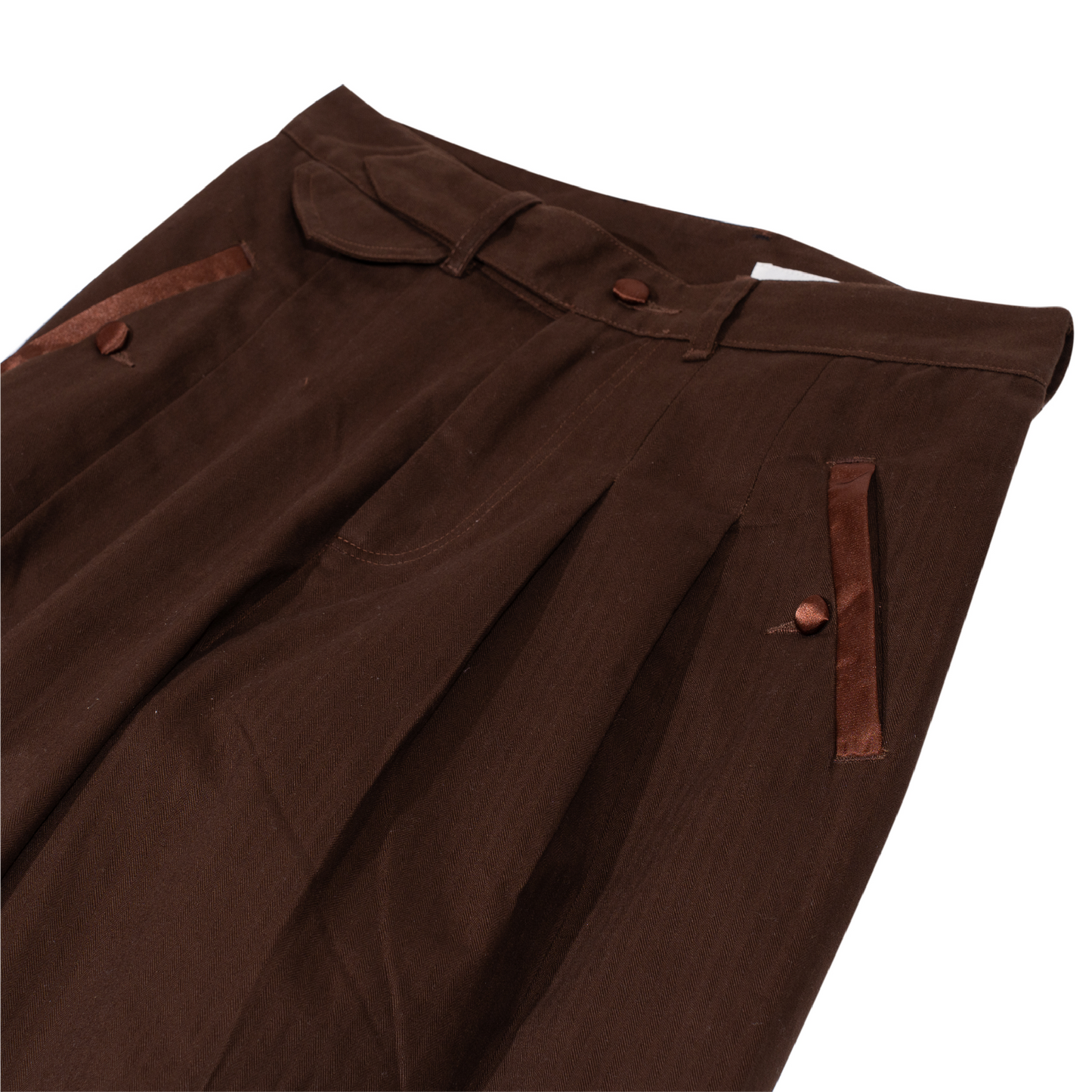 Satin-Selveged Herringbone Trousers