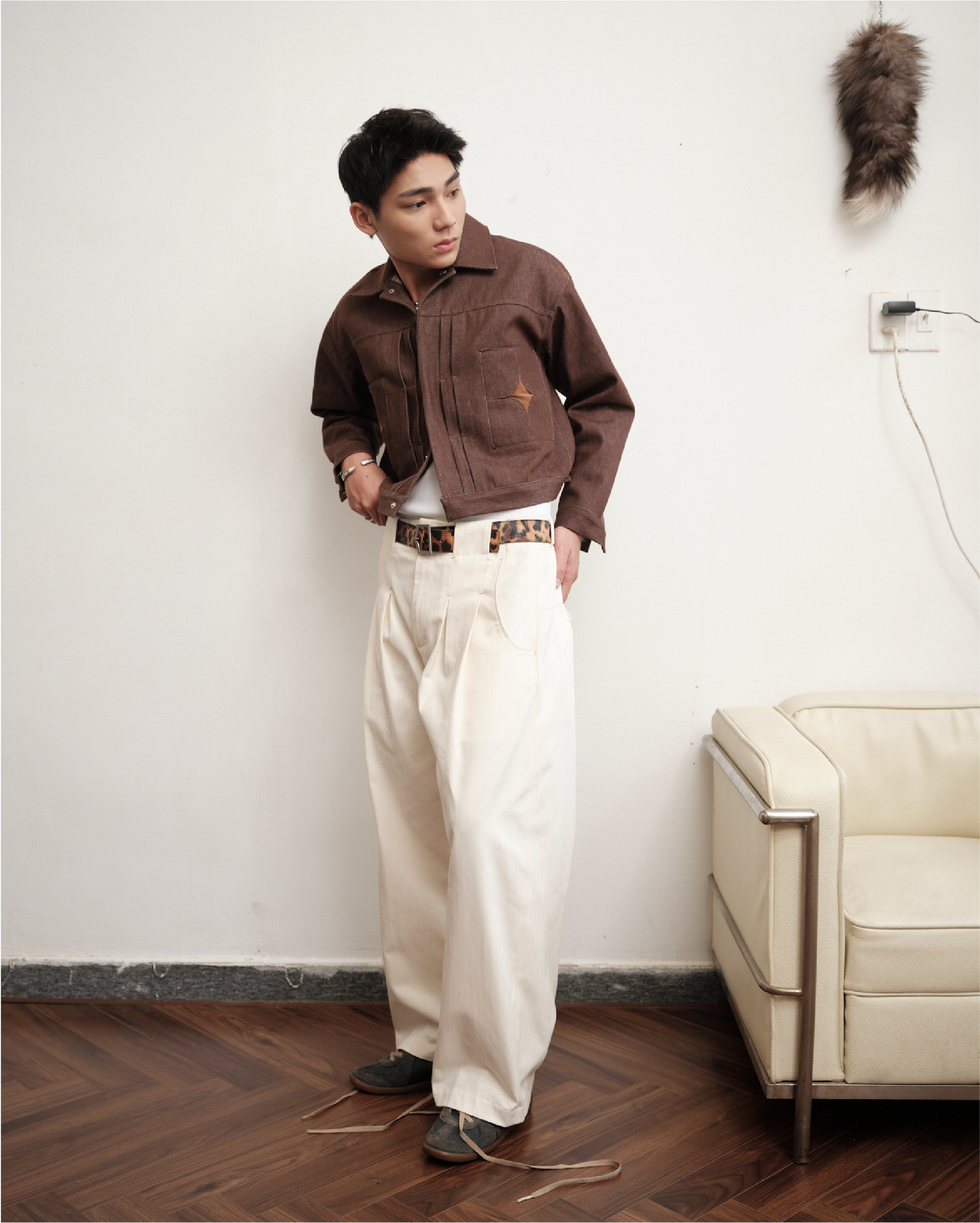 Herringbone Loose Baggy Trousers