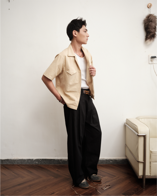 Herringbone Loose Baggy Trousers