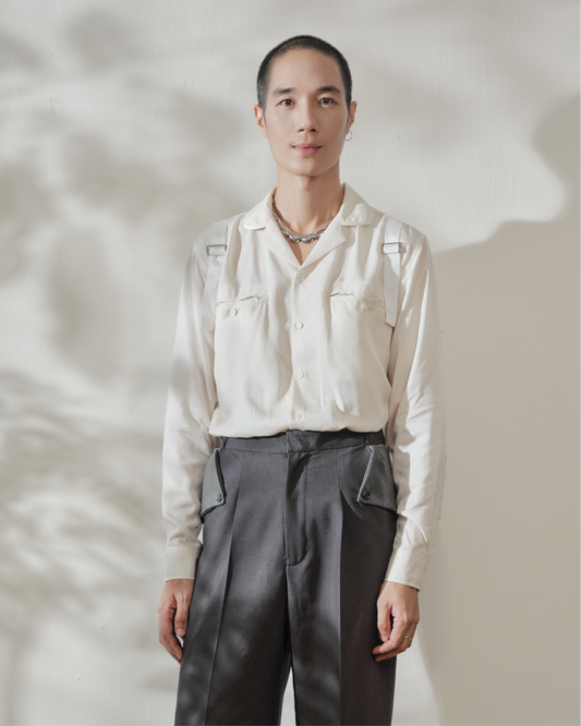 Satin-Collar Tencel Shirt