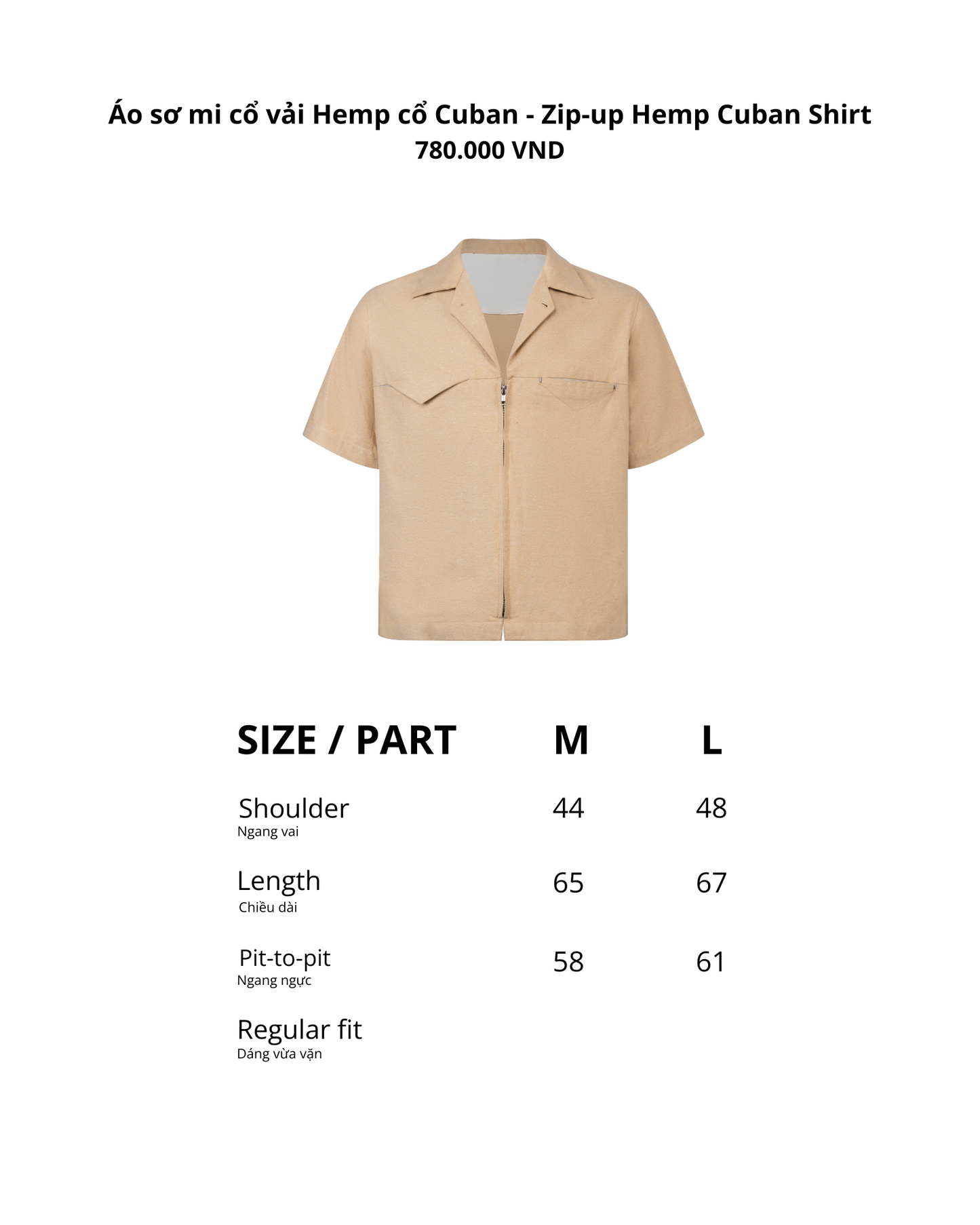 Zip-up Hemp Cuban Shirt