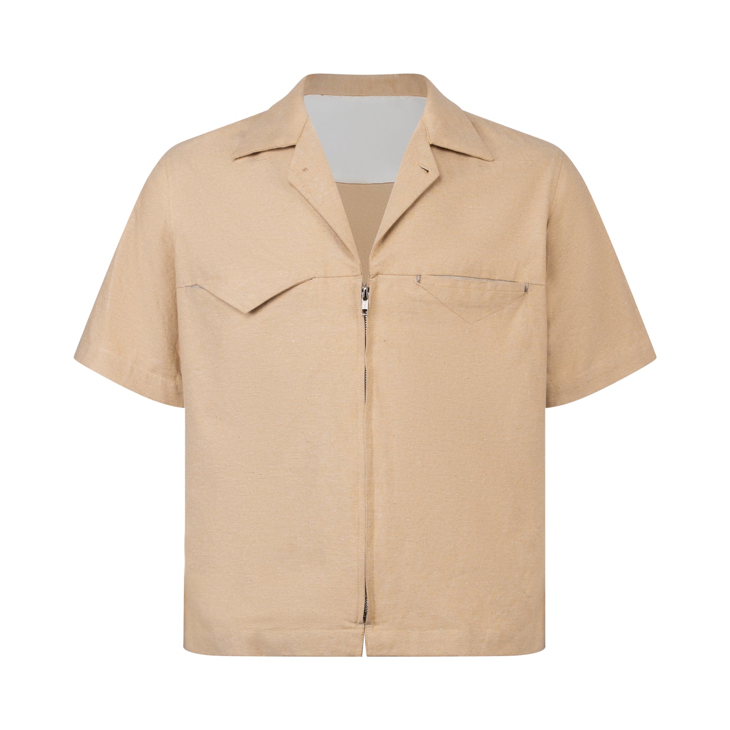 Zip-up Hemp Cuban Shirt