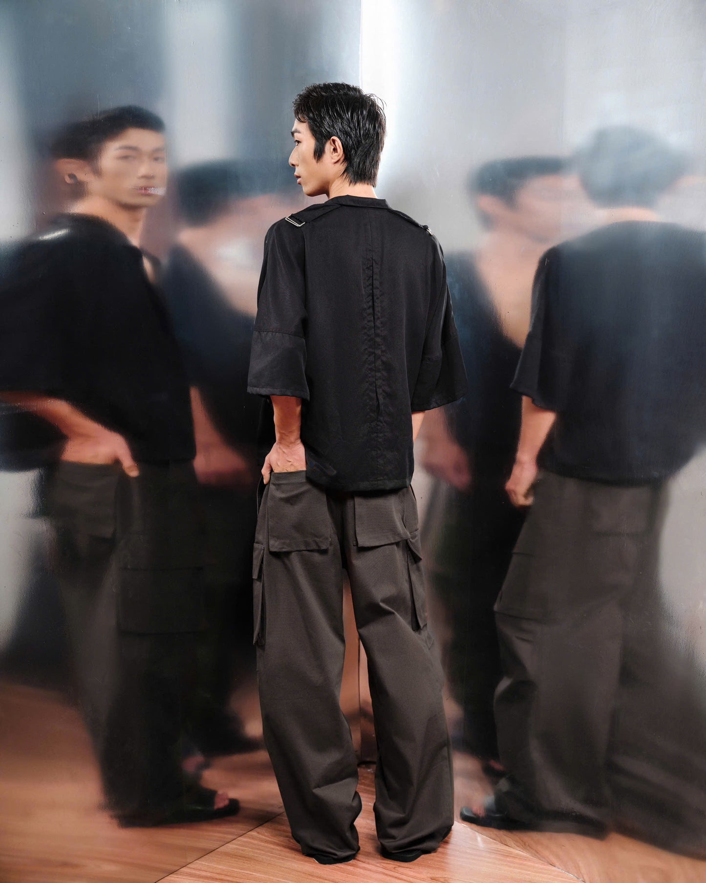 Canvas Pleated M65 Cargo Pants Off-Black